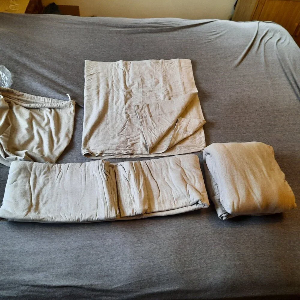 SOHO Loft Cotton -Jersey Knit KING Sheet Set (4 pc), Like New! - Oatmeal Heather